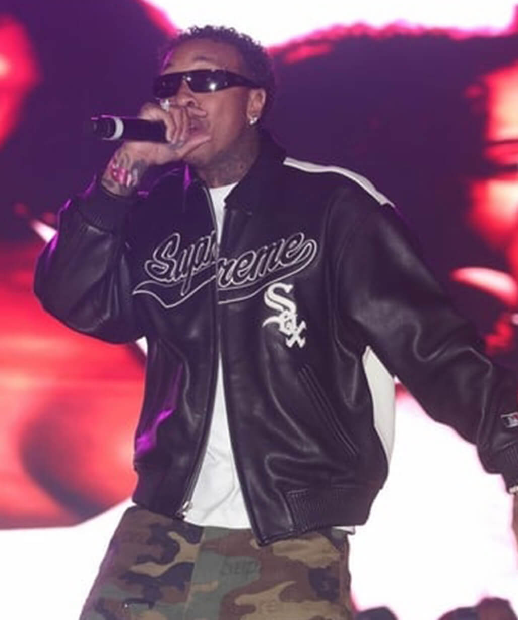 Coachella 2026 Tyga Black Leather Jacket