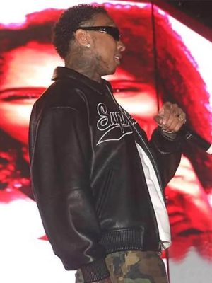 Coachella 2026 Tyga Black Leather Jacket