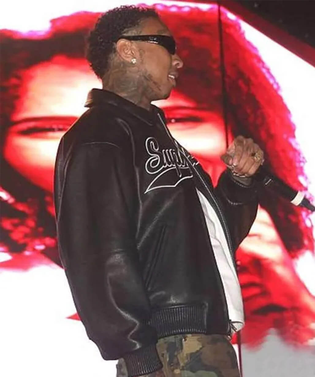 Coachella 2026 Tyga Black Leather Jacket
