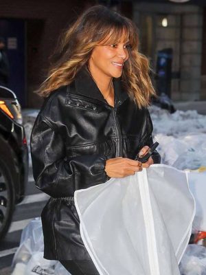 Crime 101 Halle Berry Black Leather Jacket