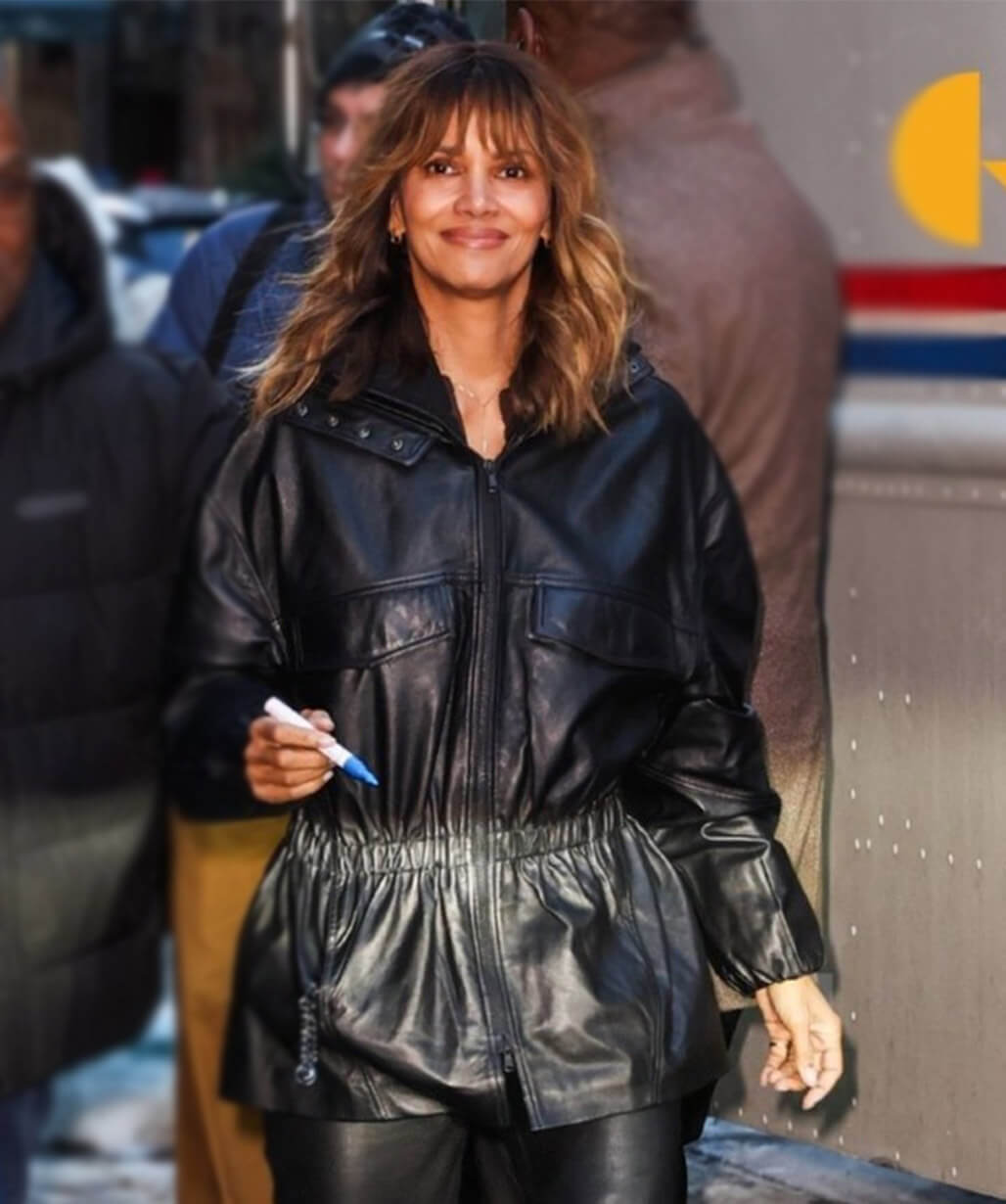 Crime 101 Halle Berry Black Leather Jacket
