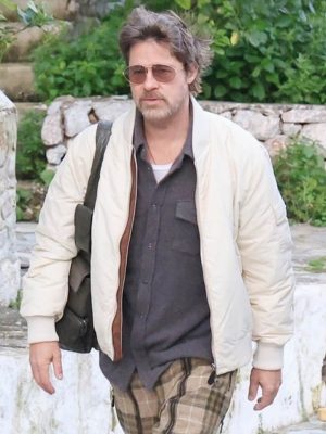 David Harbour The Riders 2027 White Bomber Jacket