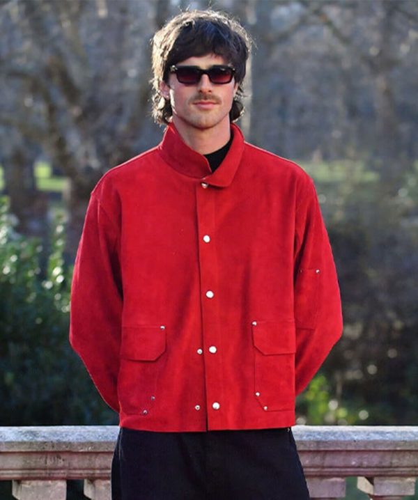 Jacob Elordi Wuthering Heights Red Suede Jacket