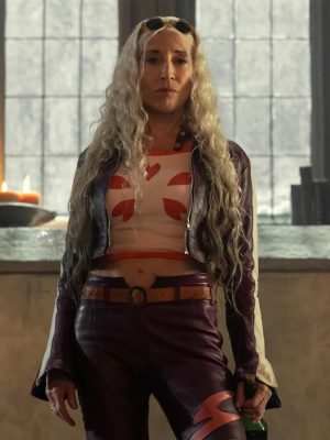 Katey Sagal One Piece S02 Purple Leather Jacket