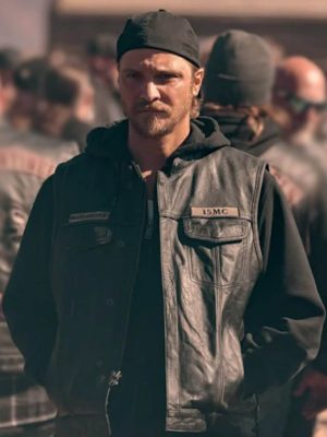 Luke Grimes Marshals 2026 Black Leather Vest