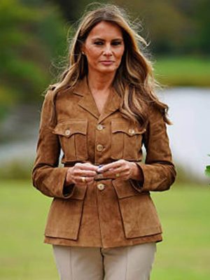 Melania Trump Brown Suede Leather Jacket