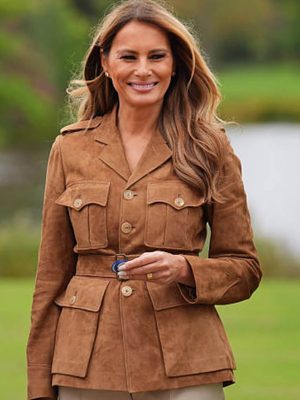Melania Trump Brown Suede Leather Jacket