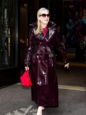 Meryl Streep The Devil Wears Prada 2 Burgundy Leather Coat