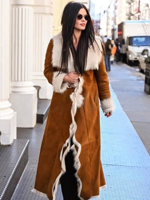 NYC 2026 Danielle Vasinova Fur Trim Leather Suede Coat