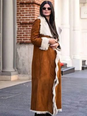NYC 2026 Danielle Vasinova Fur Trim Leather Suede Coat