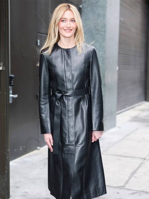 NYC 2026 Sarah Pidgeon Black Leather Coat