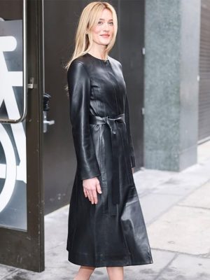 NYC 2026 Sarah Pidgeon Black Leather Coat