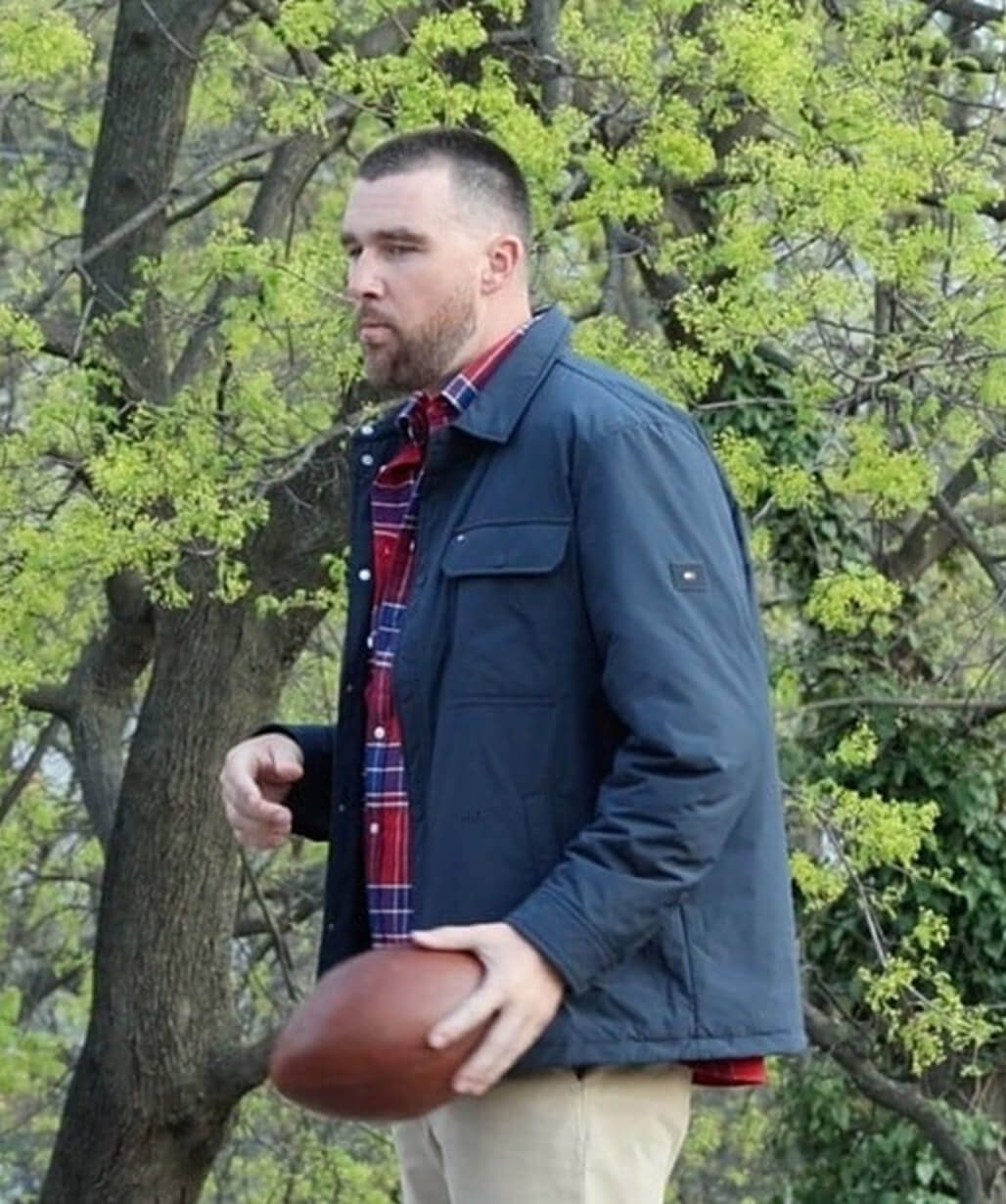 NYC 2026 Travis Kelce Blue Cotton Jacket