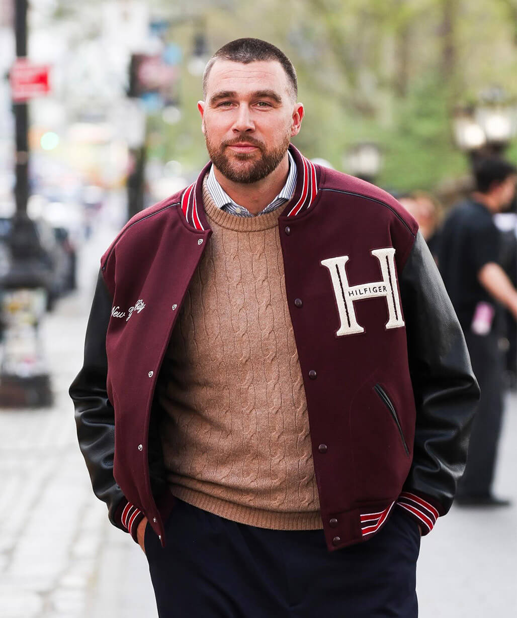 NYC 2026 Travis Kelce Maroon Varsity Jacket
