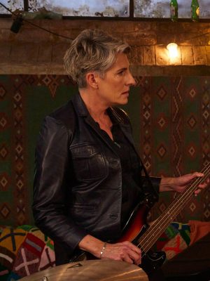 Riot Women 2025 Tamsin Greig Black Leather Jacket
