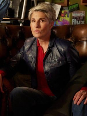 Riot Women 2025 Tamsin Greig Black Leather Jacket