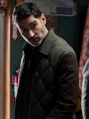 Tom Ellis CIA 2026 Colin Glass Green Quilted Jacket