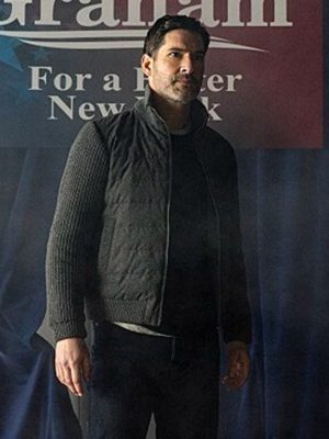 Tom Ellis CIA 2026 Grey Puffer Jacket