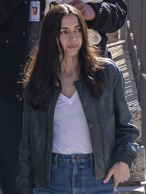 Ana de Armas Safe Houses 2026 Black Leather Jacket