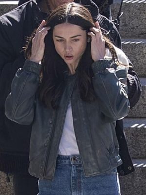 Ana de Armas Safe Houses 2026 Black Leather Jacket