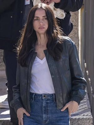 Ana de Armas Safe Houses 2026 Black Leather Jacket