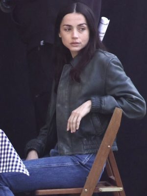 Ana de Armas Safe Houses 2026 Black Leather Jacket