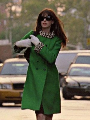 Anne Hathaway The Devil Wears Prada Green Coat