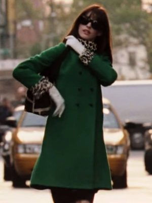 Anne Hathaway The Devil Wears Prada Green Coat
