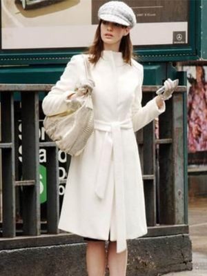 Anne Hathaway The Devil Wears Prada 2 White Wool Coat