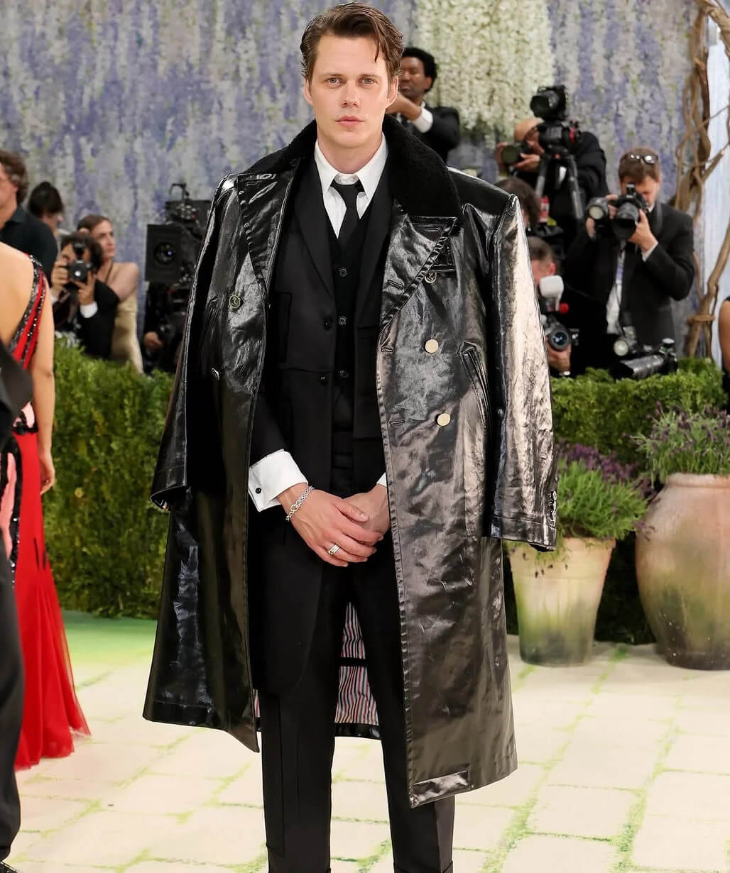 Bill Skarsgård Met Gala 2026 Black Leather Coat