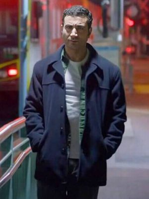 Brett Goldstein Shrinking S02 Navy Blue Wool Coat