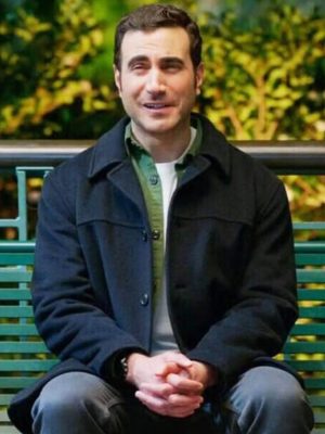 Brett Goldstein Shrinking S02 Navy Blue Wool Coat