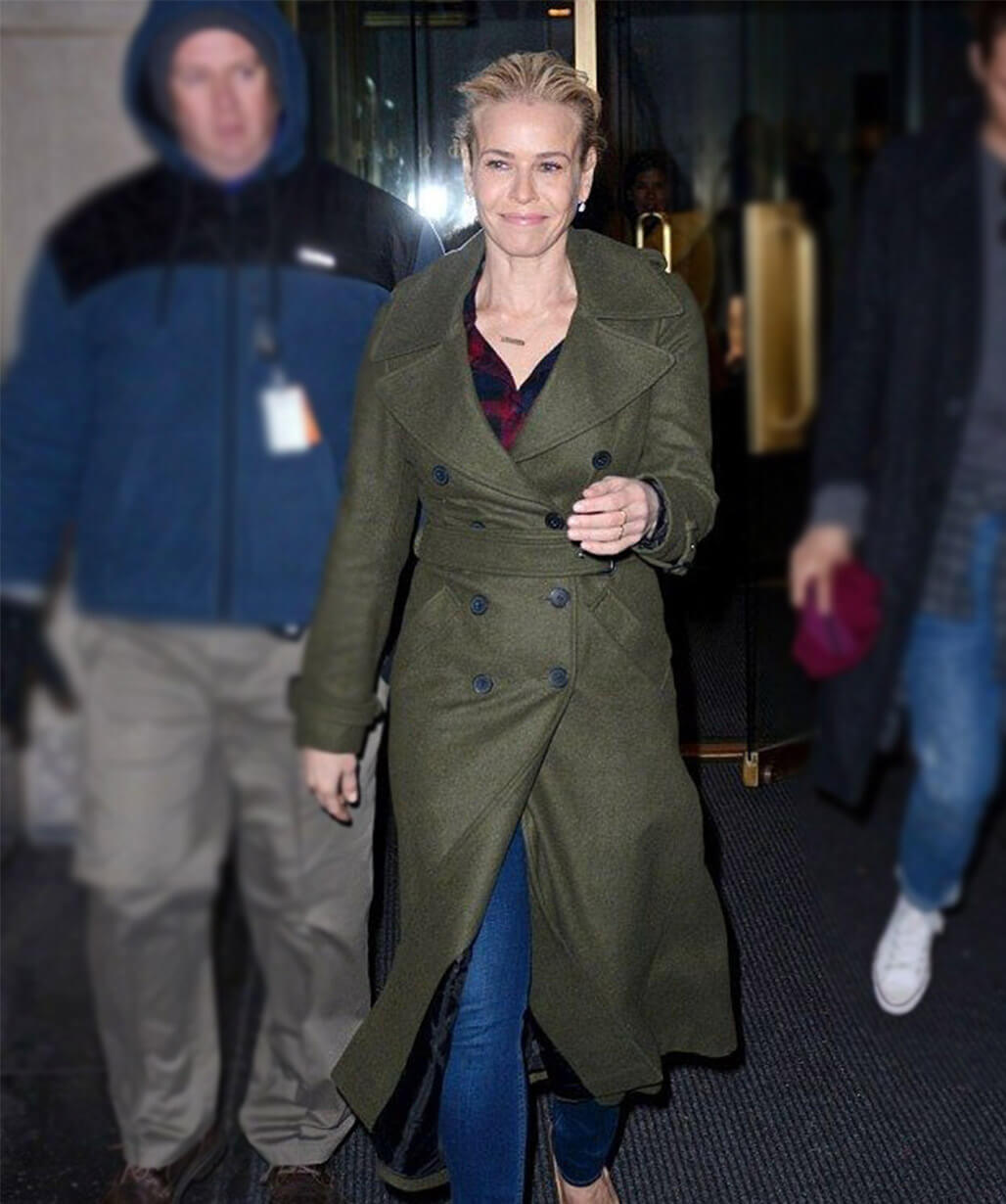 Chelsea Handler Olive Green Trench Coat