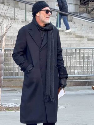 Dead City 2026 Jeffrey Dean Morgan Black Wool Coat
