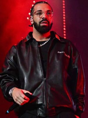 Drake New Black Leather Jacket