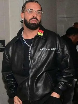 Drake New Black Leather Jacket