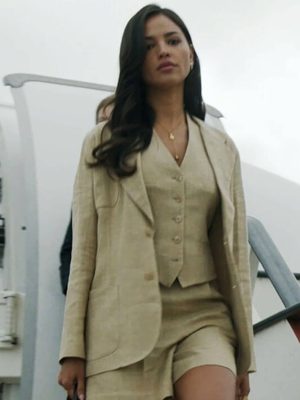 Eiza Gonzalez In The Grey 2026 Beige Blazer