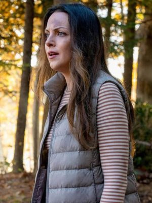 Elizabeth Gillies The Hunting Party 2026 Grey Puffer Vest