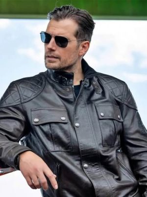 In the Grey 2026 Henry Cavill Black Leather Jacket