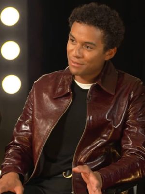 Jaafar Jackson Michael 2026 Premiere Maroon Leather Jacket