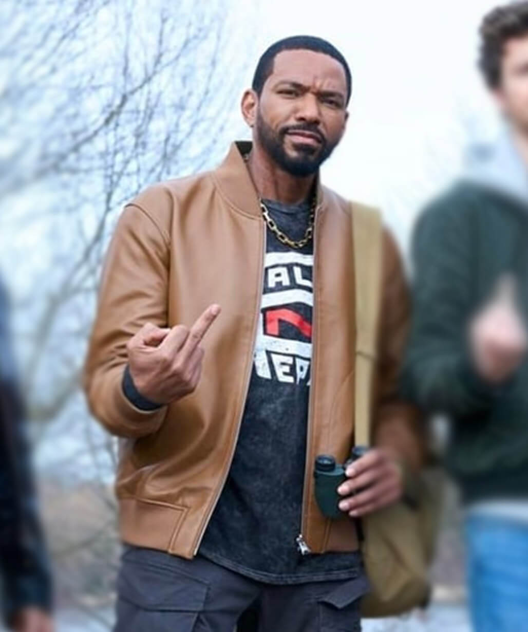 Laz Alonso The Boys S05 Brown Bomber Jacket