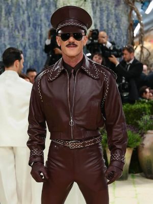 Luke Evans Met Gala 2026 Burgundy Leather Jacket