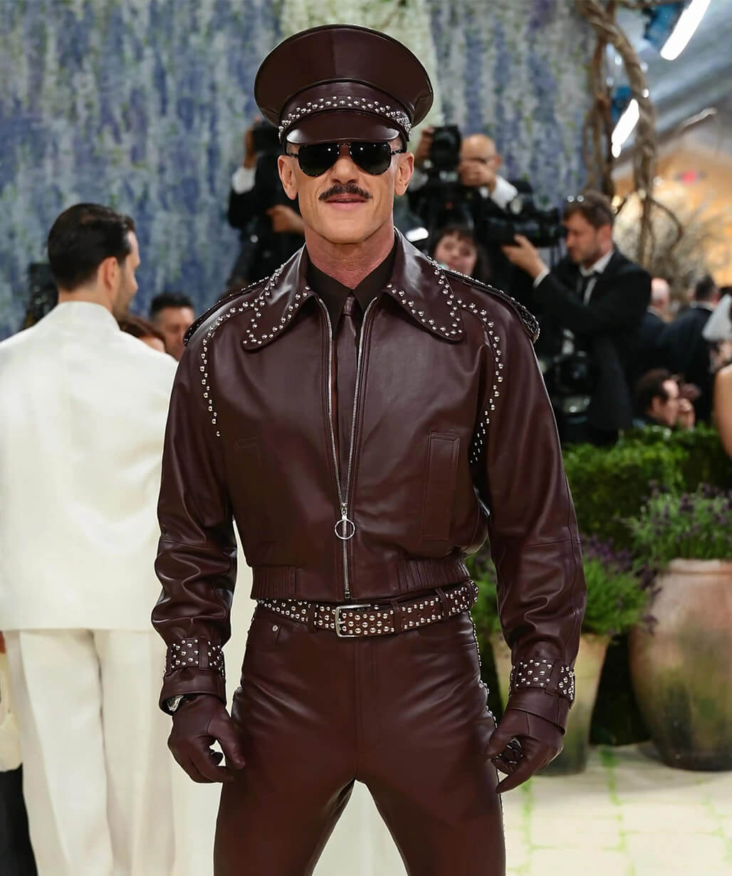 Luke Evans Met Gala 2026 Burgundy Leather Jacket