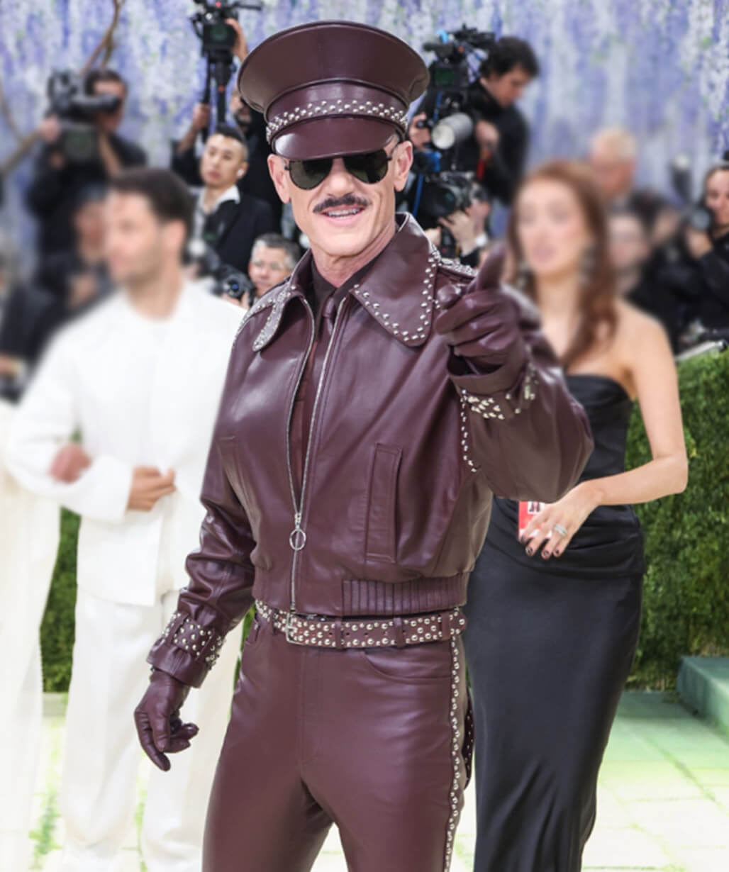 Luke Evans Met Gala 2026 Burgundy Leather Jacket