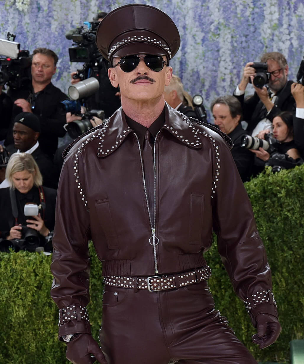 Luke Evans Met Gala 2026 Burgundy Leather Jacket
