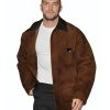 NYC 2026 Nicholas Hoult Suede Jacket