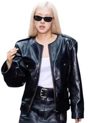 NYC 2026 Rosé Black Leather Jacket