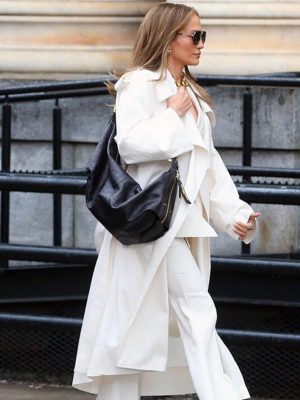 Office Romance 2026 Jennifer Lopez White Trench Coat