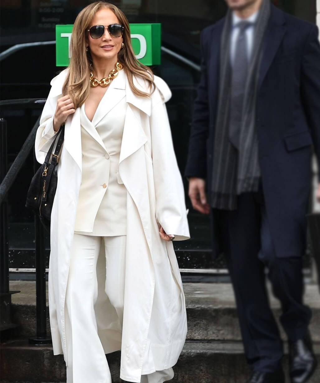 Office Romance 2026 Jennifer Lopez White Trench Coat