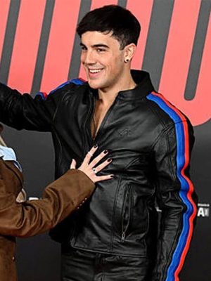 Oscar Casas Idolos 2026 Biker Black Leather Jacket